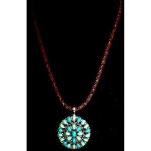 Turquoise Pendant Necklace Vintage Ralph Lauren Silver Starburst CHAPS  by RL